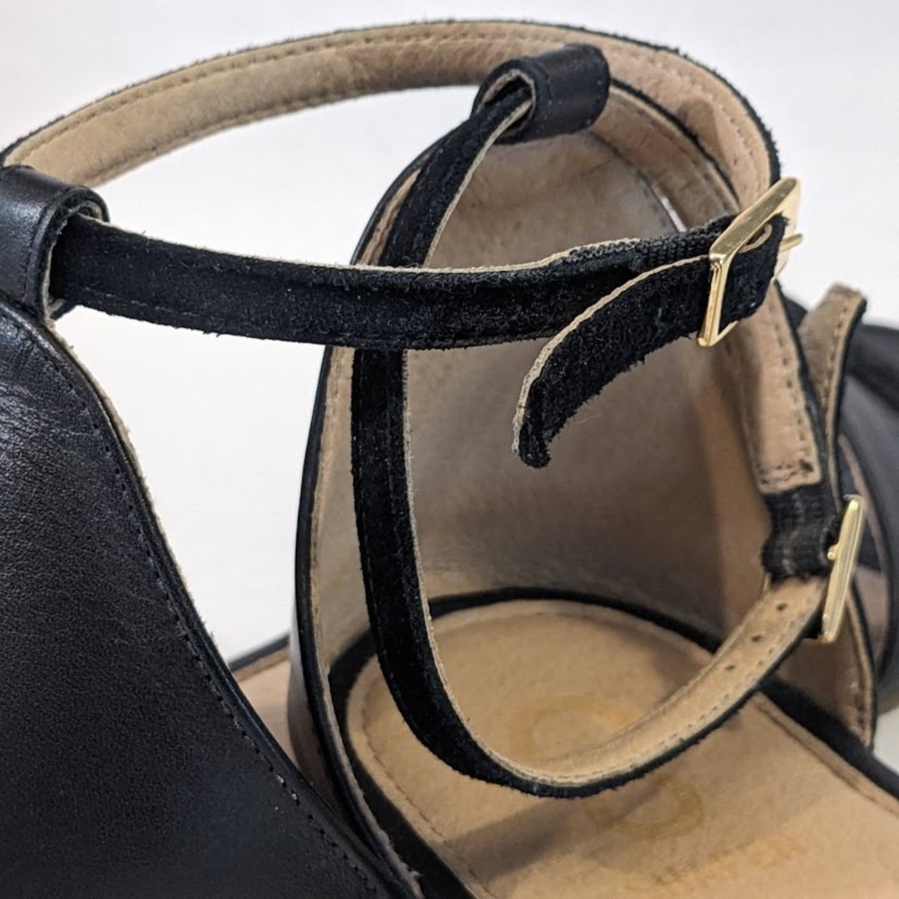 Shapen Poppy Black Leather Barefoot Sandals Women 42 Minimalist Ankle Strap Flat - Picture 11 of 13